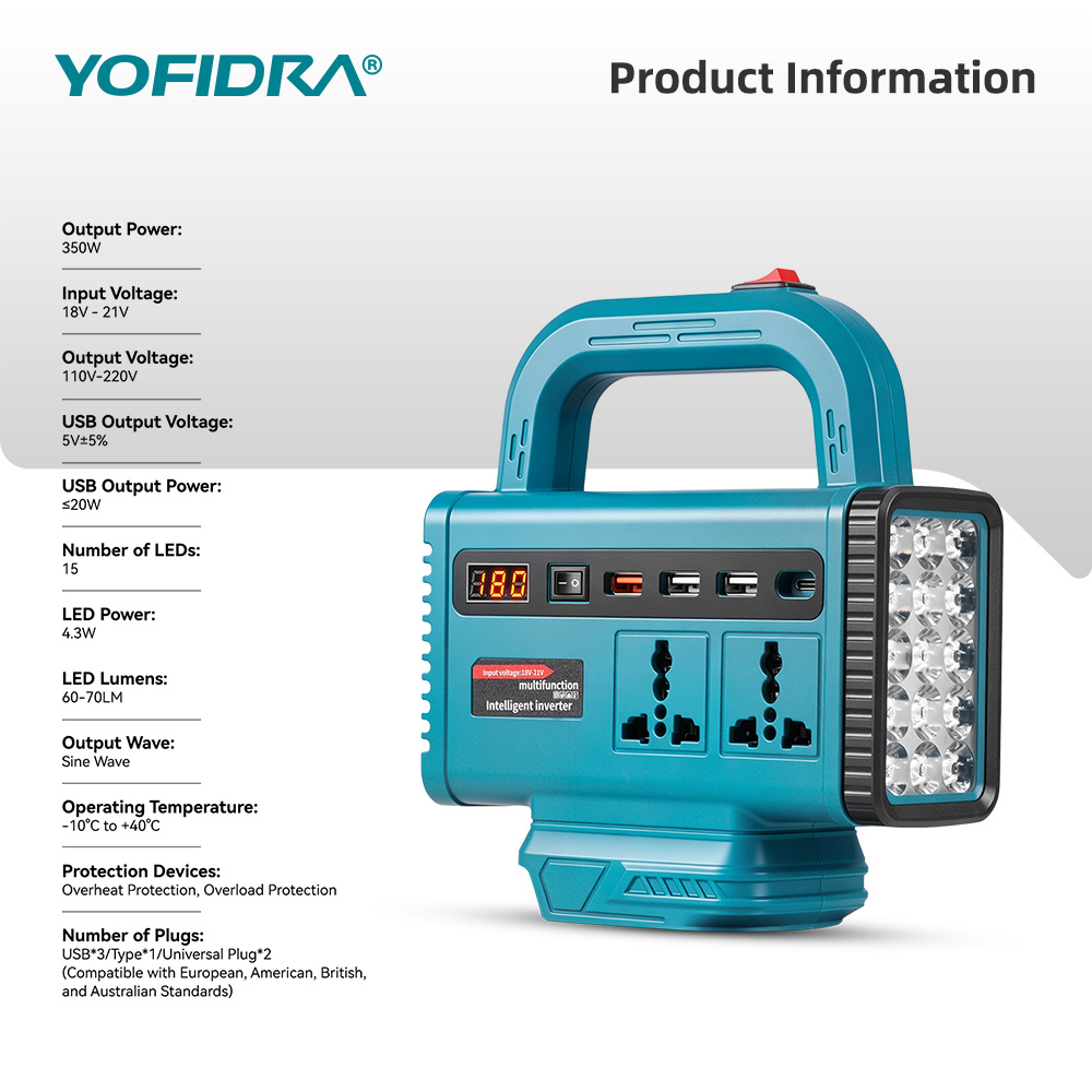 YOFIDRA 220V Portable Power In - Power Outage Light ulasan dan harga